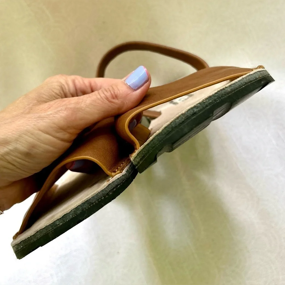 Castell de Menorca Avarca Tan Leather Sandals Size 40 Tire Tread Soles Eco
